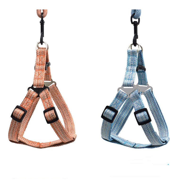 HKM-6104893 Linen Nylon Round Rope Pet Traction Set with Adjustable Chest Strap, Multiple Color Options