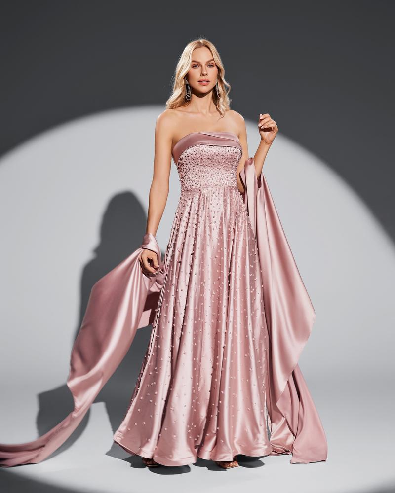 HKM-610579 Elegant Pink Evening Gown for Women - EZ25031 Model