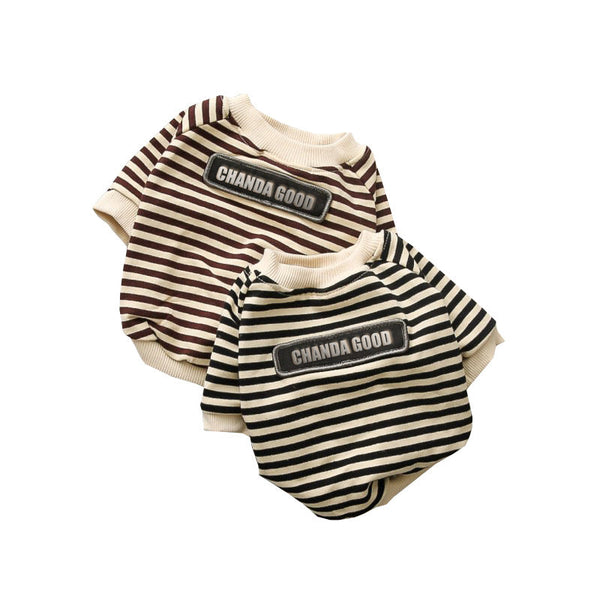 HKM-6106173 Pet Cotton Hoodie with Round Collar and Striped Design in Multiple Colors and Sizes