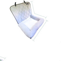 HKM-6107837 Double-Decker Pet Car Cushion with Waterproof Backing in Coconut Color and Light Gray Suede