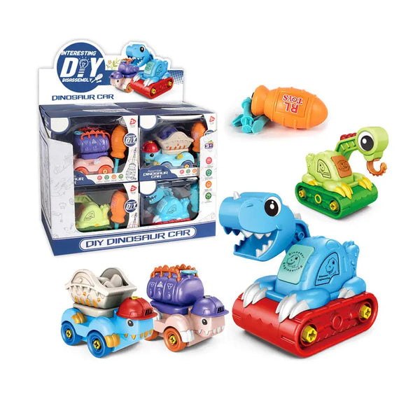 HKM-610835 Self-Assembling Dinosaur Construction Truck Car Set - 8 Pieces for Children Ages 5 to 7