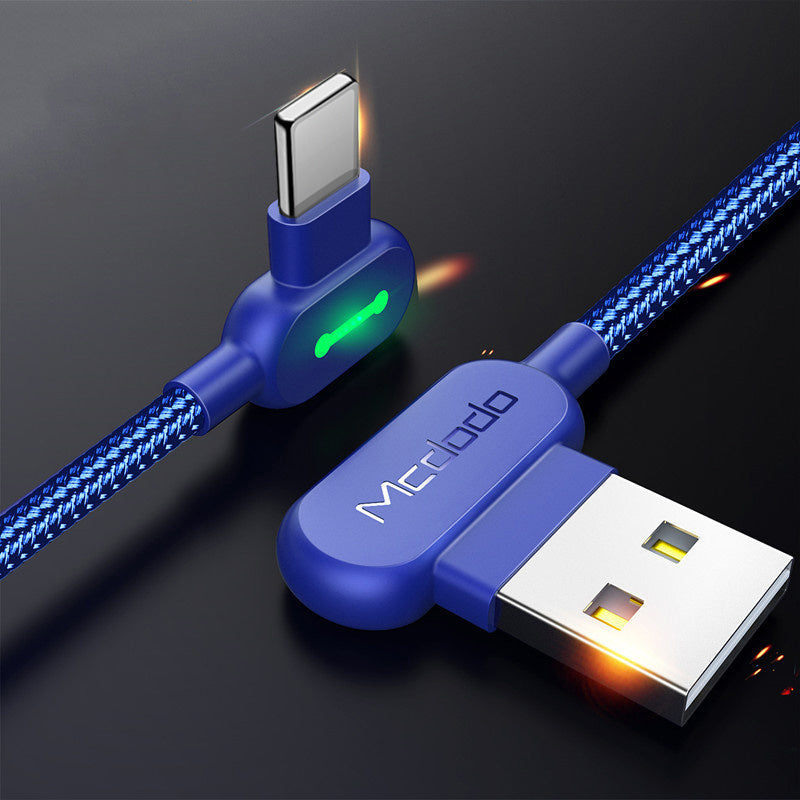 HKM-610899 90 Degree Gaming USB Charger for iPhone - 1.8m Fast Micro USB Data Cable with Intelligent Charging Protection