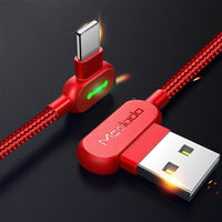 HKM-610899 90 Degree Gaming USB Charger for iPhone - 1.8m Fast Micro USB Data Cable with Intelligent Charging Protection