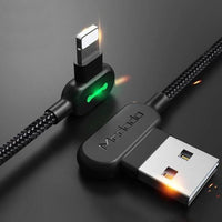 HKM-610899 90 Degree Gaming USB Charger for iPhone - 1.8m Fast Micro USB Data Cable with Intelligent Charging Protection