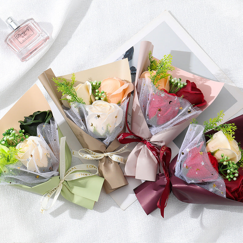 HKM-610963 Charming Simulation Rose Soap Flower Bouquet - Various Styles for Weddings, Birthdays, and Special Occasions