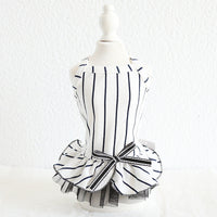 HKM-6109757 Striped Cotton Dress for Dogs ¨C Spring/Summer Fashion with Bow Tie Detail