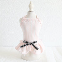 HKM-6109757 Striped Cotton Dress for Dogs ¨C Spring/Summer Fashion with Bow Tie Detail