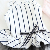 HKM-6109757 Striped Cotton Dress for Dogs ¨C Spring/Summer Fashion with Bow Tie Detail