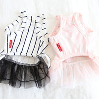 HKM-6109757 Striped Cotton Dress for Dogs ¨C Spring/Summer Fashion with Bow Tie Detail