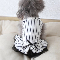 HKM-6109757 Striped Cotton Dress for Dogs ¨C Spring/Summer Fashion with Bow Tie Detail