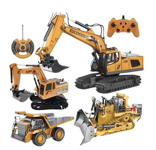 HKM-611027 Remote Control Alloy Excavator Bulldozer Dumper RC Construction Truck Toy Set