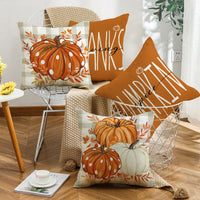HKM-611091 Hand-painted Pumpkin Maple Leaf Cushion Cover - Modern Simplicity 45x45cm
