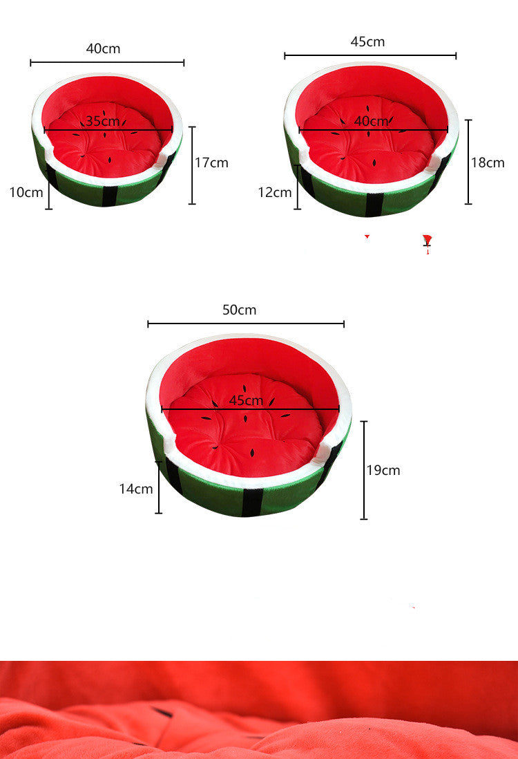 HKM-6111421 Watermelon-Shaped Pet Bed for Small Dogs - Comfortable Cloth Kennel with Outer Diameter 40cm