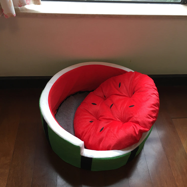 HKM-6111421 Watermelon-Shaped Pet Bed for Small Dogs - Comfortable Cloth Kennel with Outer Diameter 40cm