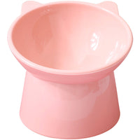 HKM-6111549 Nordic Style High Plastic Cat and Dog Bowl - Oblique Mouth Design in Light Pink, Blue Gray, and Light Green