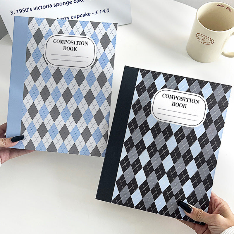 HKM-611155 A5 Minimalist Checkered Diamond Loose Leaf Storage Book with Transparent Jacket