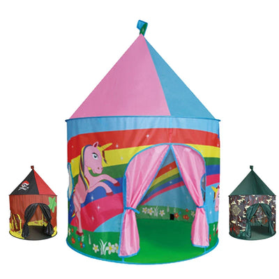 HKM-611283 Rainbow Princess Castle Play Tent - Colorful Indoor Yurt for Kids Ages 2-13, Unicorn Design, Foldable Cloth Toy