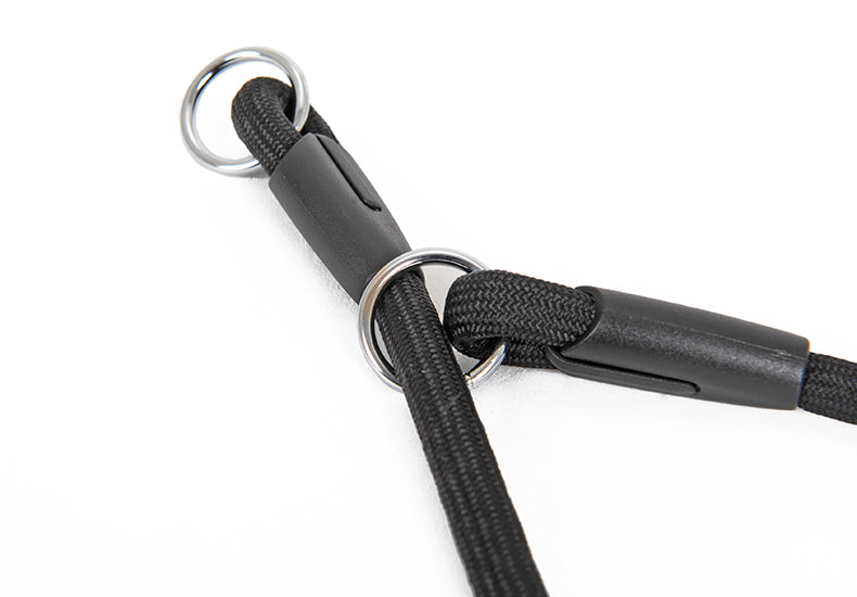 HKM-6113341 Nylon Double-Headed Dog Collar in Black - Adjustable Size S, M, L