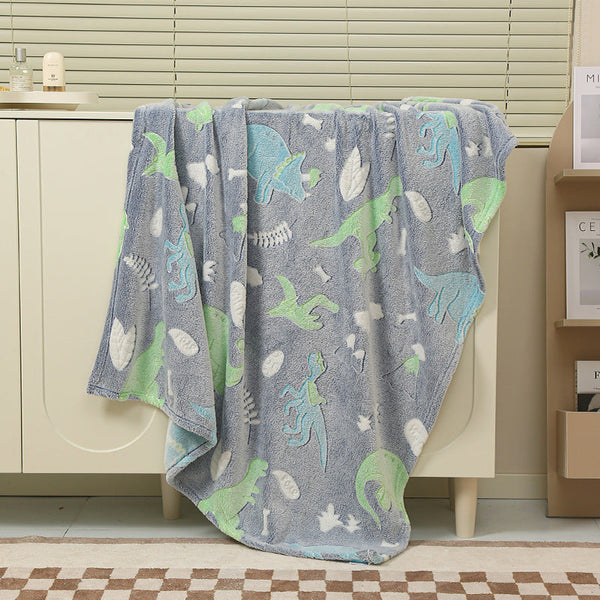 HKM-611347 Luminous Cartoon Air Conditioner Quilt for Kids - Flannel Polyester Blanket with Geometric Patterns