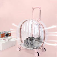 HKM-6113597 Transparent Portable Trolley Case for Cats and Small Dogs – Reinforced PC and Aluminum Alloy, Hard Shell Design