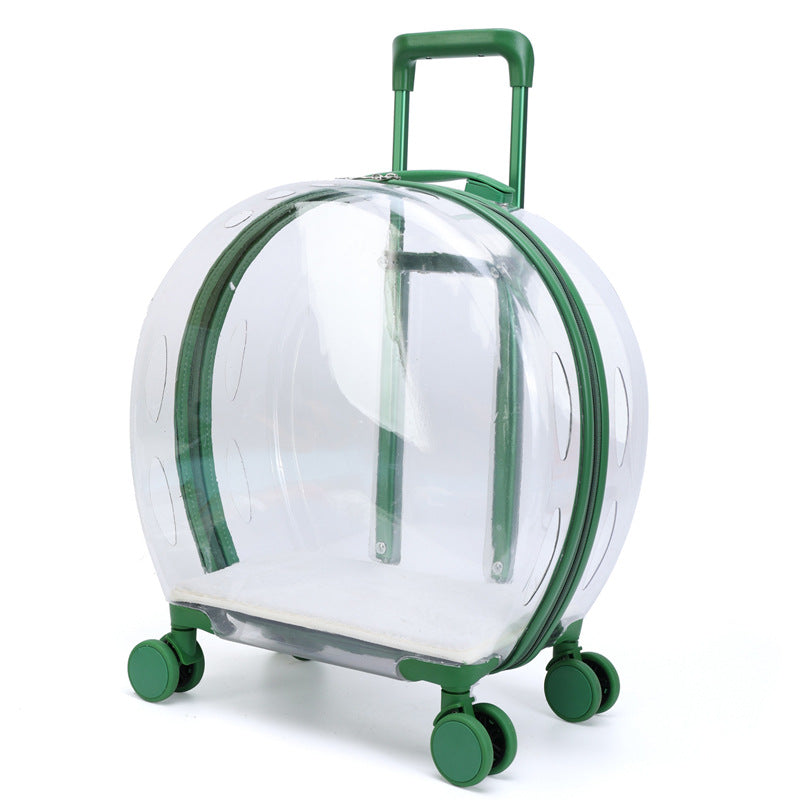 HKM-6113597 Transparent Portable Trolley Case for Cats and Small Dogs – Reinforced PC and Aluminum Alloy, Hard Shell Design
