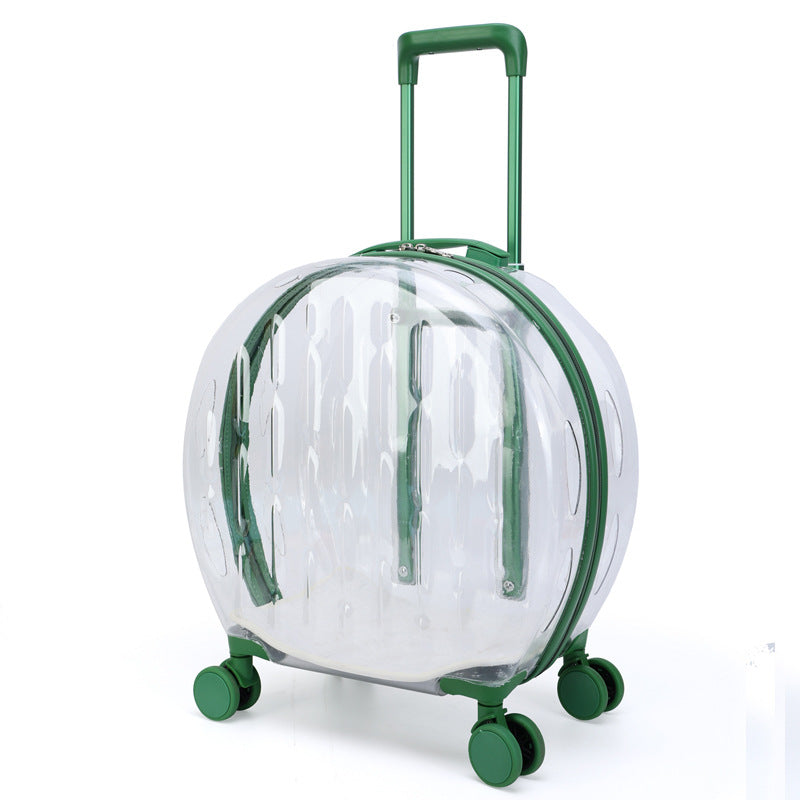 HKM-6113597 Transparent Portable Trolley Case for Cats and Small Dogs – Reinforced PC and Aluminum Alloy, Hard Shell Design