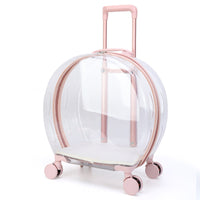 HKM-6113597 Transparent Portable Trolley Case for Cats and Small Dogs – Reinforced PC and Aluminum Alloy, Hard Shell Design