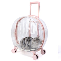 HKM-6113597 Transparent Portable Trolley Case for Cats and Small Dogs – Reinforced PC and Aluminum Alloy, Hard Shell Design