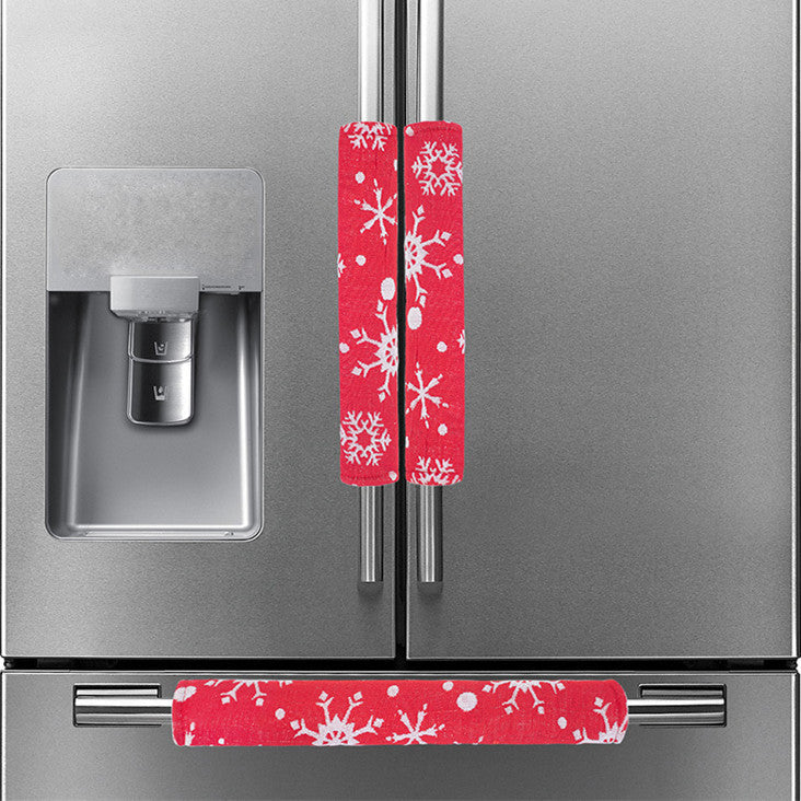 HKM-611475 Christmas Kitchen Refrigerator Handle Gloves - Knitted & Non-Woven Fabric, 3-Piece Set