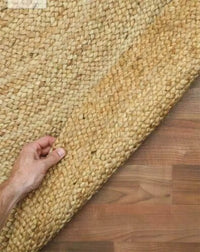 HKM-611539 Boho Tan Brown Woven Jute Rug for Living Room and Bedroom, Washable Outdoor Decor