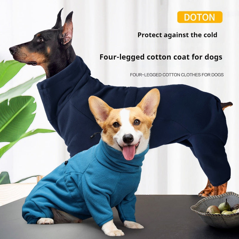 HKM-6115901 Windproof Polar Fleece Warm Clothing for Large Dogs - Available in Blue and Dark Blue