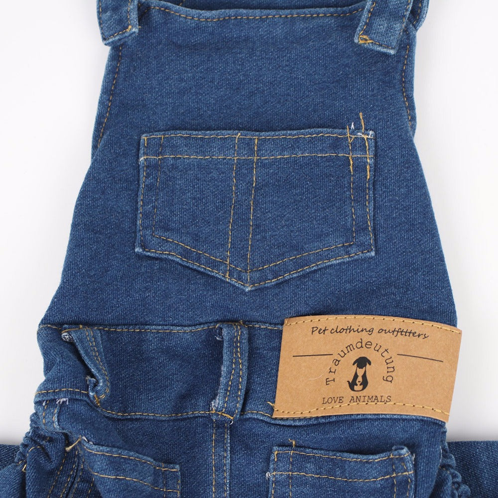 HKM-6116413 Washed Denim Pet Overalls for Small to Extra Large Pets