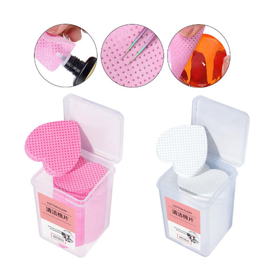HKM-611667 Heart-Shaped Cotton Wipe Sheets for Gentle Nail Polish Removal - 200 Pieces per Box