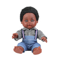 HKM-611859 Cute 10-inch Lifelike Silicone African Baby Doll for Kids - Educational Soft Toy