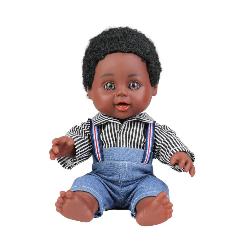 HKM-611859 Cute 10-inch Lifelike Silicone African Baby Doll for Kids - Educational Soft Toy