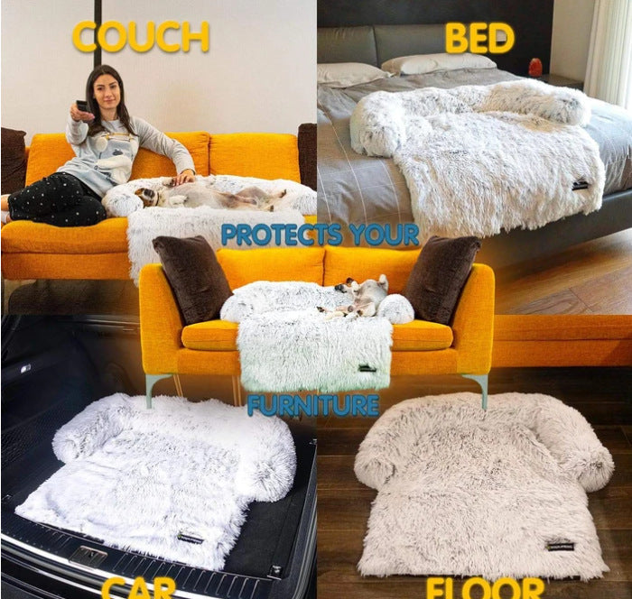 HKM-6118973 Plush Pet Blanket Cushion for Dogs ¨C Soft, Warm, Non-Slip Mattress in Black and Gray, Available in Multiple Sizes