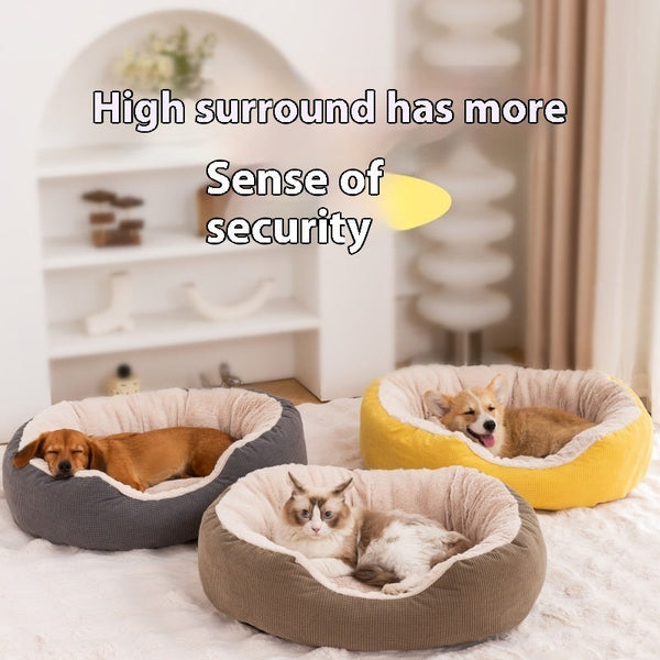 HKM-611987 Thick Fleece-Lined Removable Cat Nest - Washable, Scratch-Resistant & Warm in Gray, Khaki, or Bright Yellow
