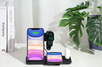 HKM-612051 3-in-1 Wireless Charger for Apple Watch, AirPods, and Smartphones – 15W Fast Charging, Dual Coil Design, Black and White