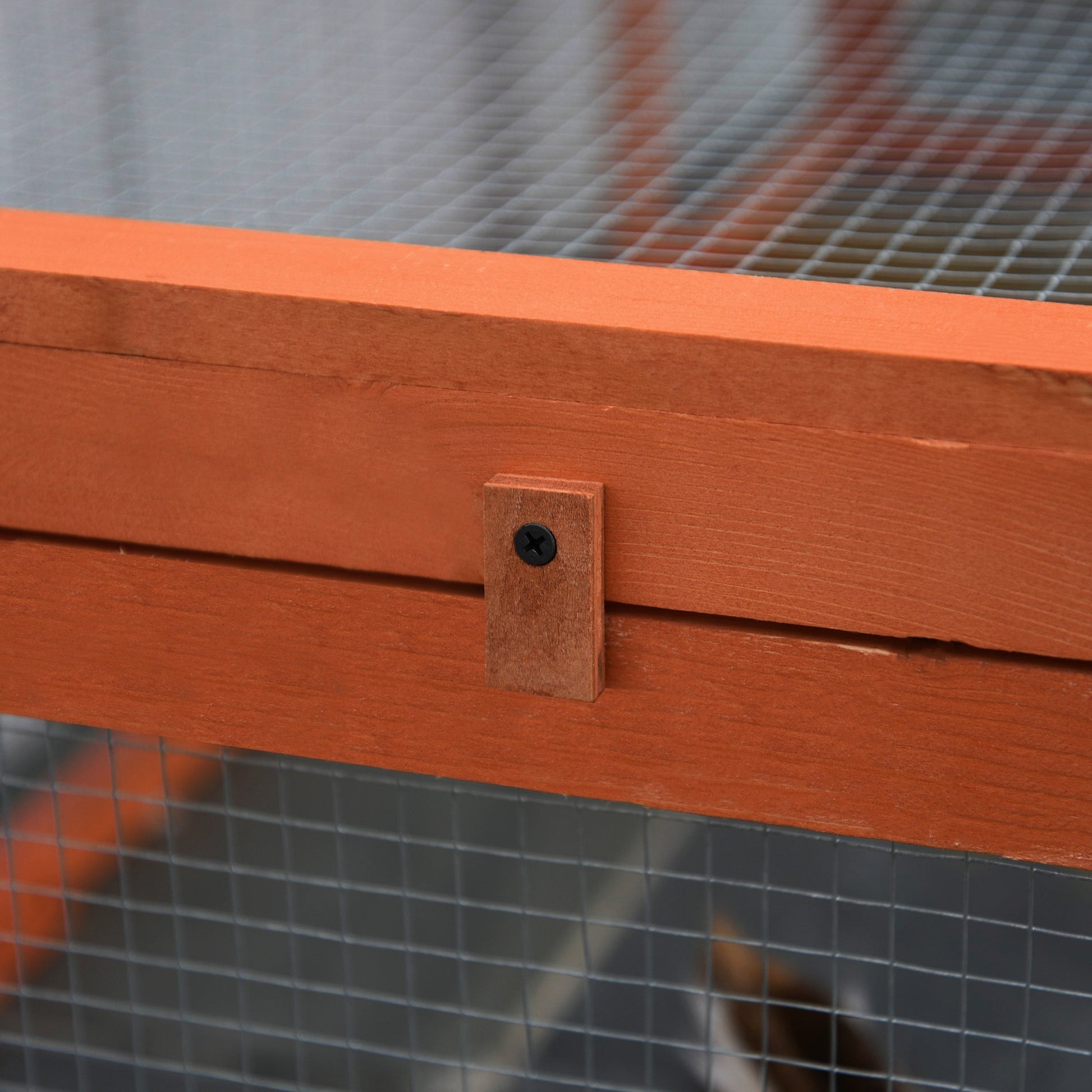 HKM-6120765 Spacious Outdoor Rabbit Hutch with Run, Lockable Doors, and Natural Wood Construction