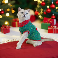 HKM-6121661 Warm Autumn/Winter Pet Sweater in Red and Green for Dogs and Cats, Unisex Wool Yarn, Size XS to XXL