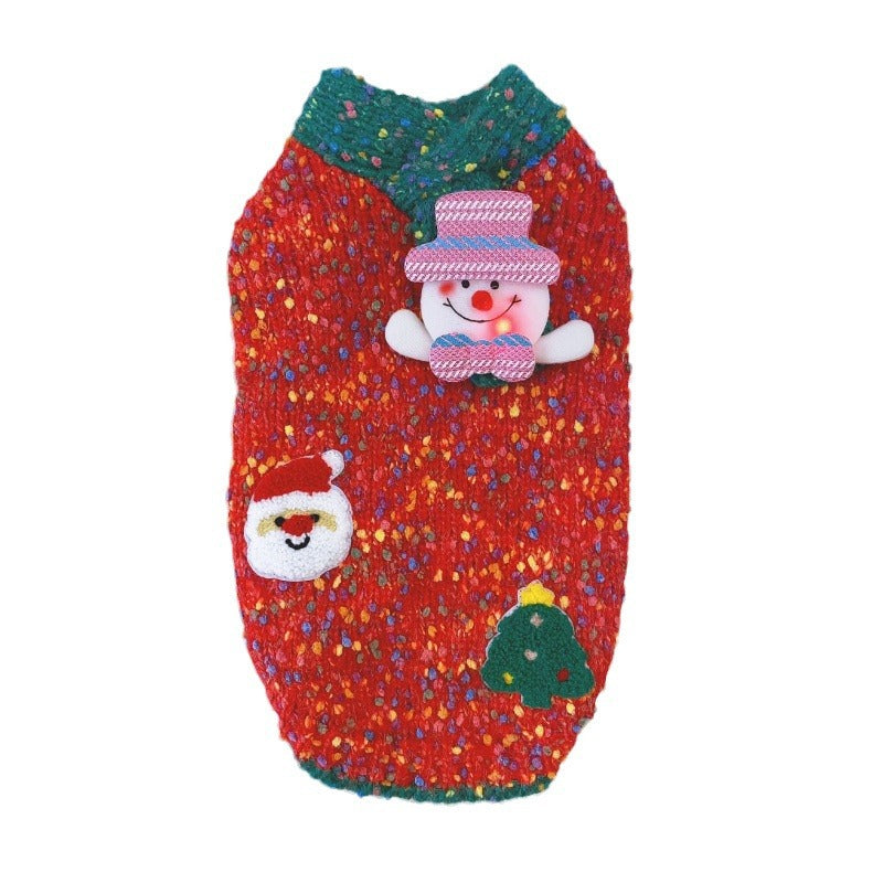 HKM-6121661 Warm Autumn/Winter Pet Sweater in Red and Green for Dogs and Cats, Unisex Wool Yarn, Size XS to XXL