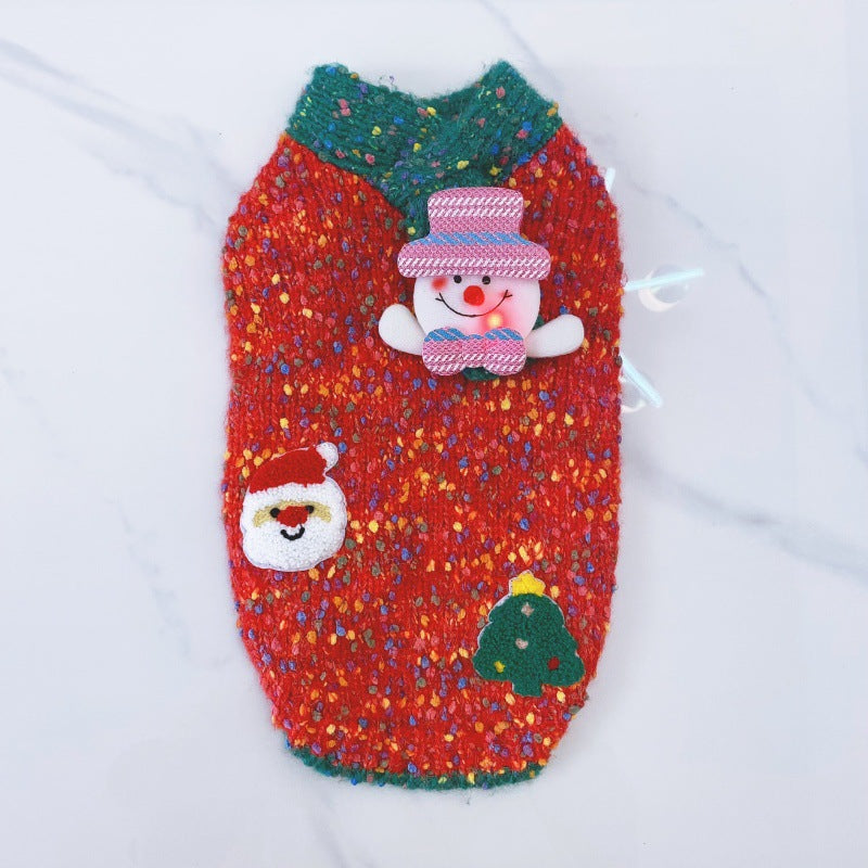 HKM-6121661 Warm Autumn/Winter Pet Sweater in Red and Green for Dogs and Cats, Unisex Wool Yarn, Size XS to XXL