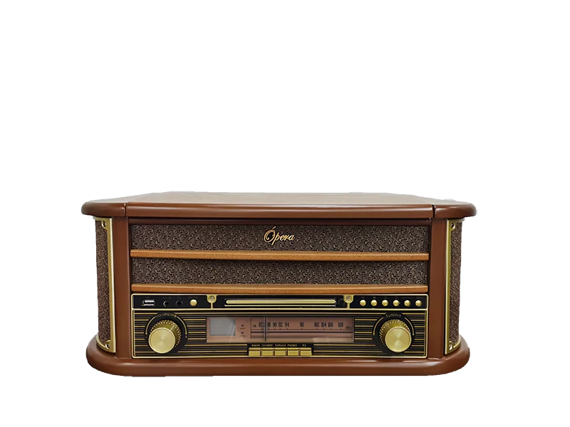 HKM-612179 Multifunctional Retro Wooden Turntable with AM FM Radio, USB and Bluetooth Connectivity, Plays Vinyl Records, CDs, and Tapes
