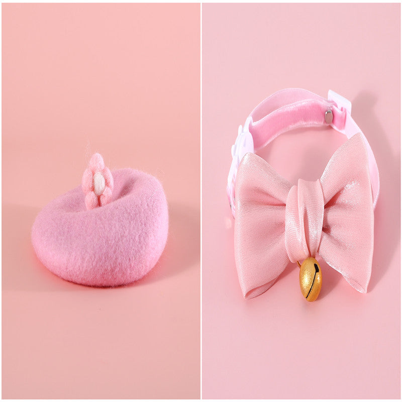 HKM-6121917 Princess Style Pet Wool Cartoon Hats for Winter - Multiple Colors Available