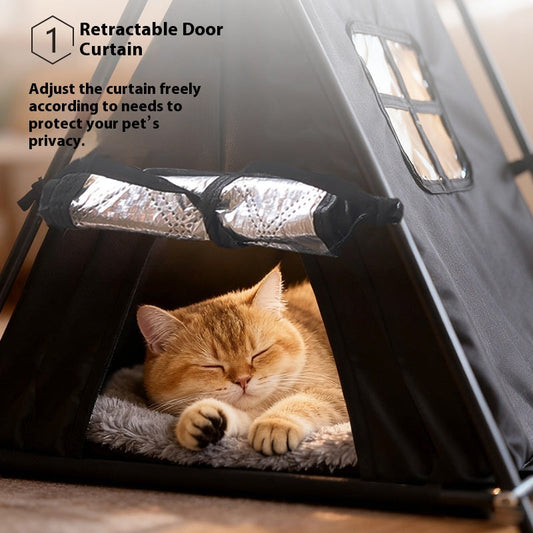 HKM-6122173 Outdoor Cat Nest - Triangle Tent for All Seasons, Durable Oxford Cloth, Small Size, Black & Gray Options