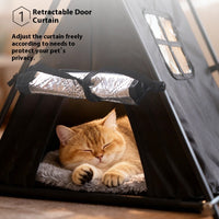 HKM-6122173 Outdoor Cat Nest - Triangle Tent for All Seasons, Durable Oxford Cloth, Small Size, Black & Gray Options