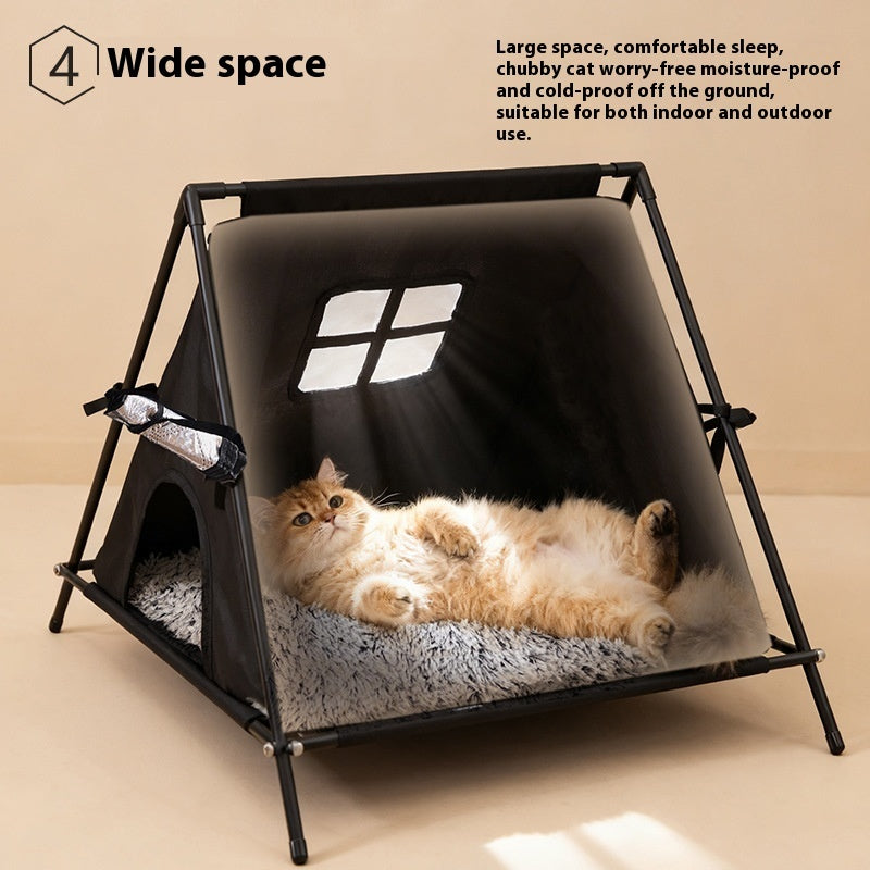 HKM-6122173 Outdoor Cat Nest - Triangle Tent for All Seasons, Durable Oxford Cloth, Small Size, Black & Gray Options