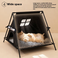 HKM-6122173 Outdoor Cat Nest - Triangle Tent for All Seasons, Durable Oxford Cloth, Small Size, Black & Gray Options