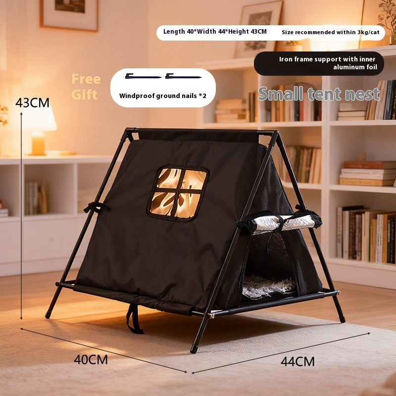 HKM-6122173 Outdoor Cat Nest - Triangle Tent for All Seasons, Durable Oxford Cloth, Small Size, Black & Gray Options