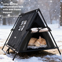 HKM-6122173 Outdoor Cat Nest - Triangle Tent for All Seasons, Durable Oxford Cloth, Small Size, Black & Gray Options
